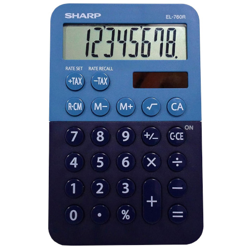 Sharp 8 Digit Pocket Calculator EL-760R BBl - Black & Blue